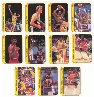 1986/87 Fleer Basketball Stickers Complete Set (11) – Including #8 Michael Jordan Rookie Card!